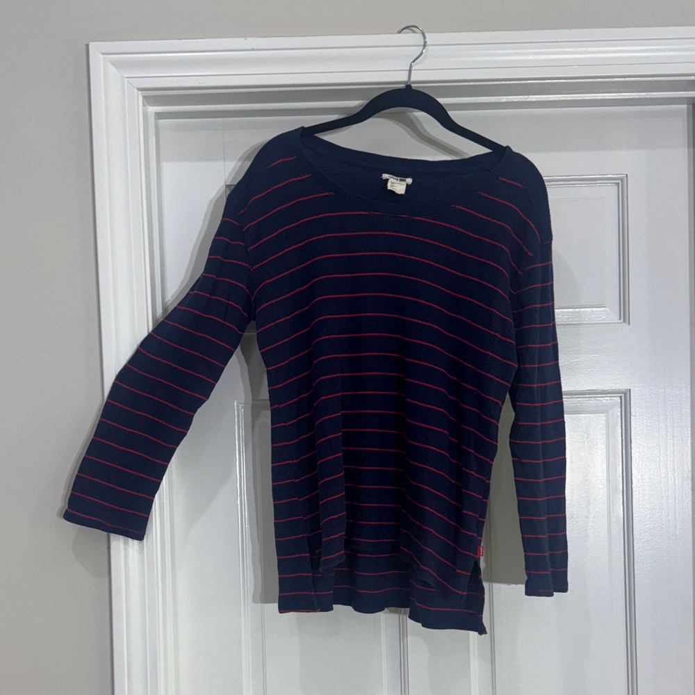 Levi's Navy and Red Striped Long Sleeve Tee